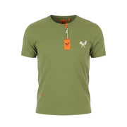 GOOD GENES Men T-Shirt S Olive Green Crew Neck Short Sleeved