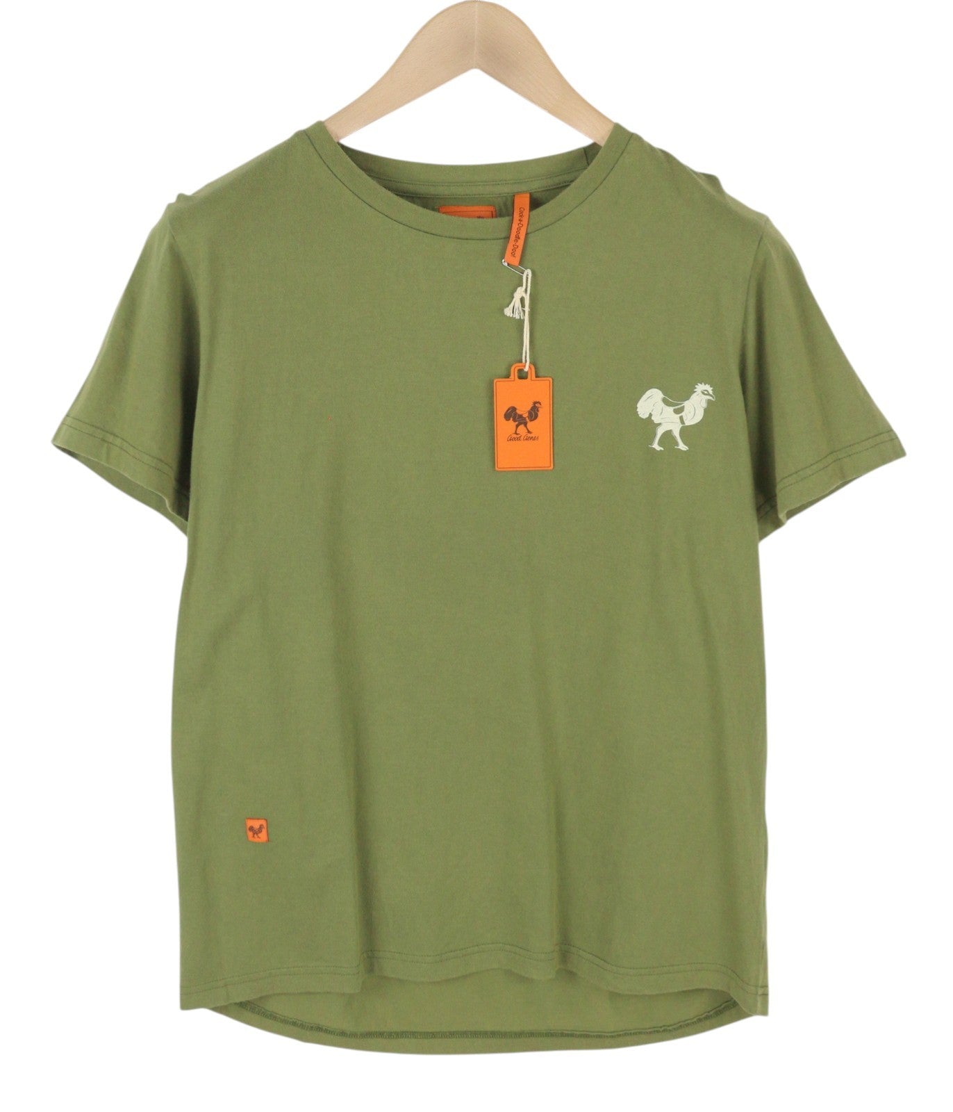 GOOD GENES Men T-Shirt S Olive Green Crew Neck Short Sleeved