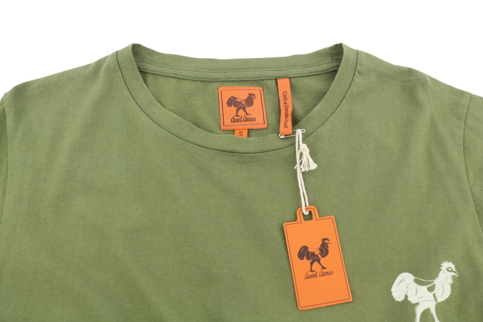 GOOD GENES Men T-Shirt S Olive Green Crew Neck Short Sleeved