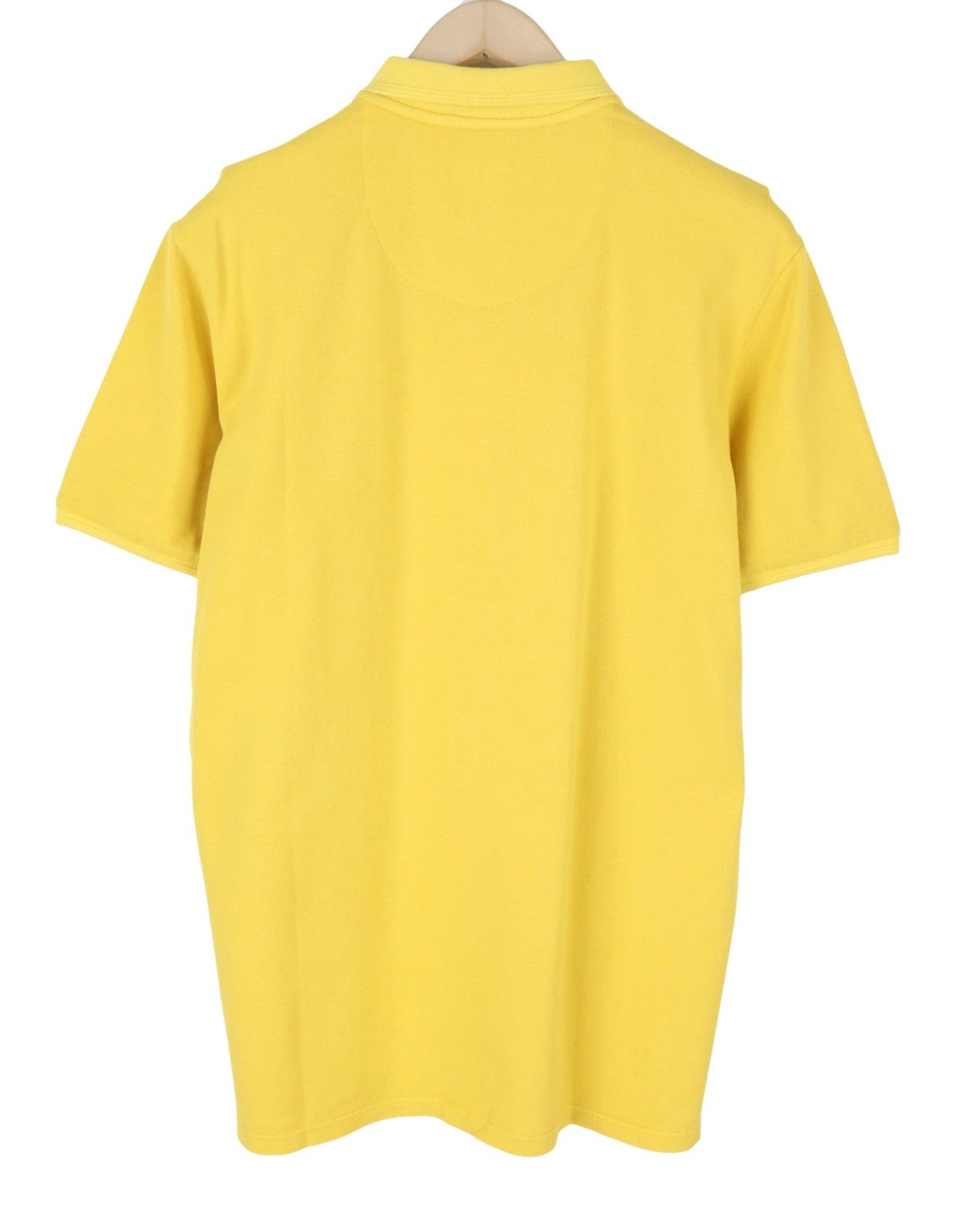 STATE OF ART Men Polos L Yellow Half Button Patch Logo Short Sleeved