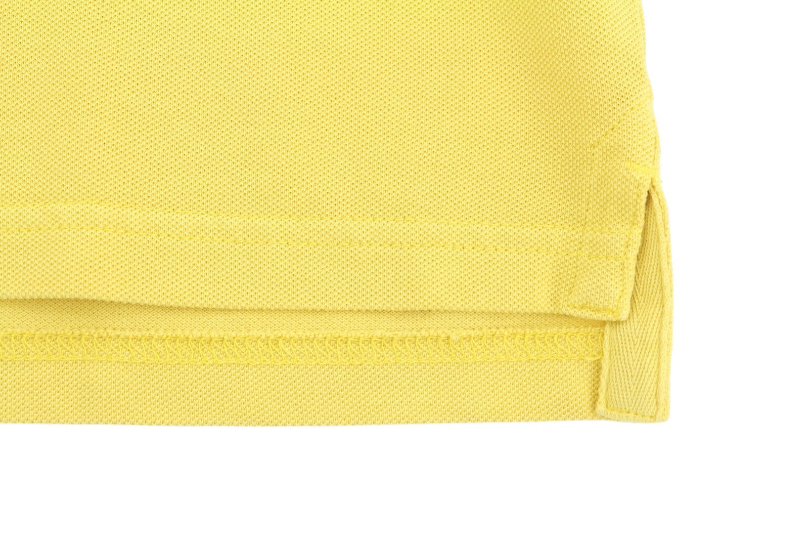 STATE OF ART Men Polos L Yellow Half Button Patch Logo Short Sleeved