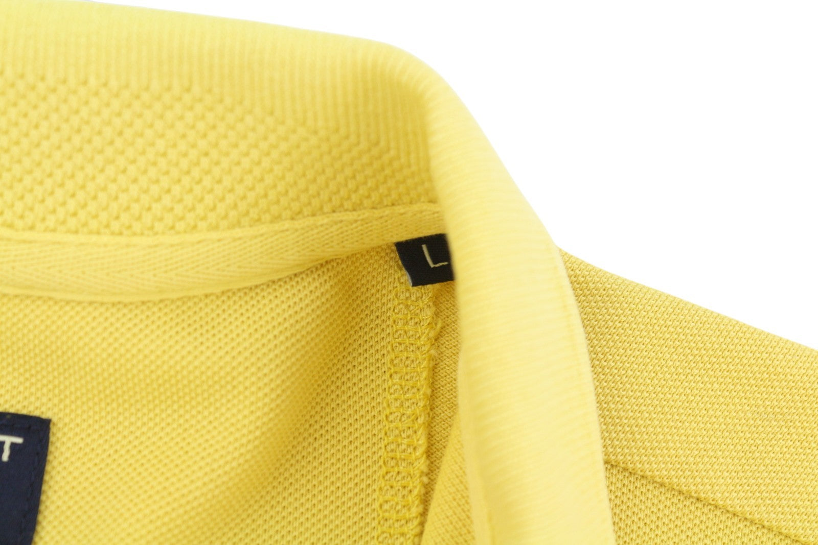 STATE OF ART Men Polos L Yellow Half Button Patch Logo Short Sleeved