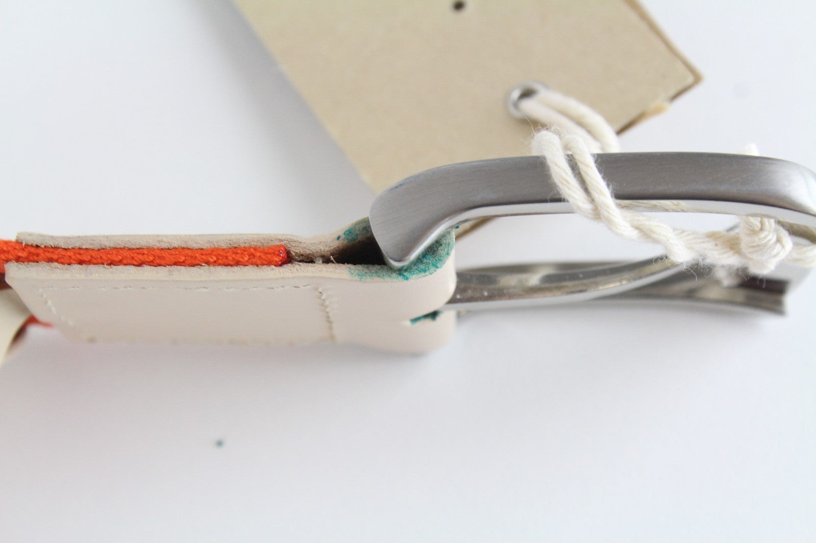 HARMONT & BLAINE Men Belt 110 cm Orange Beige Leather Details Squared-End