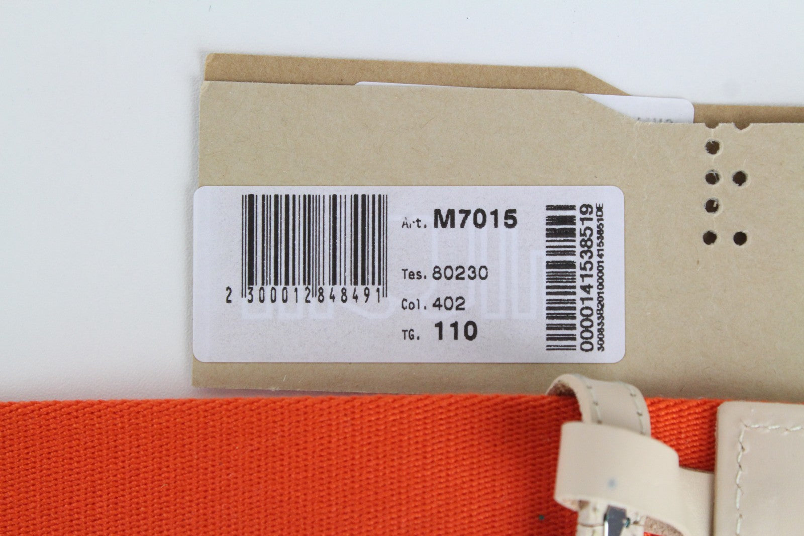 HARMONT & BLAINE Men Belt 110 cm Orange Beige Leather Details Squared-End