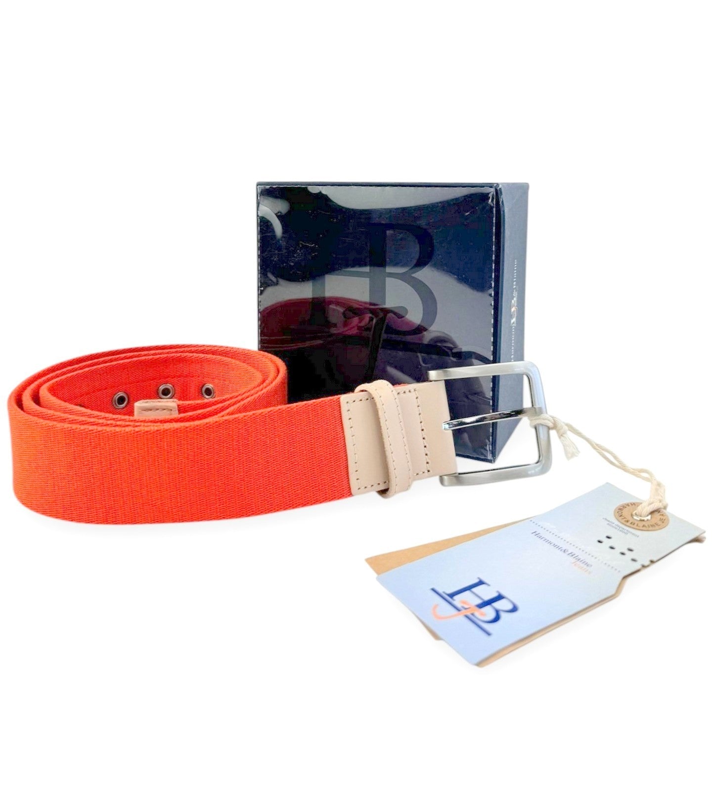 HARMONT & BLAINE Men Belt 110 cm Orange Metal Buckle Casual Polyester Logo