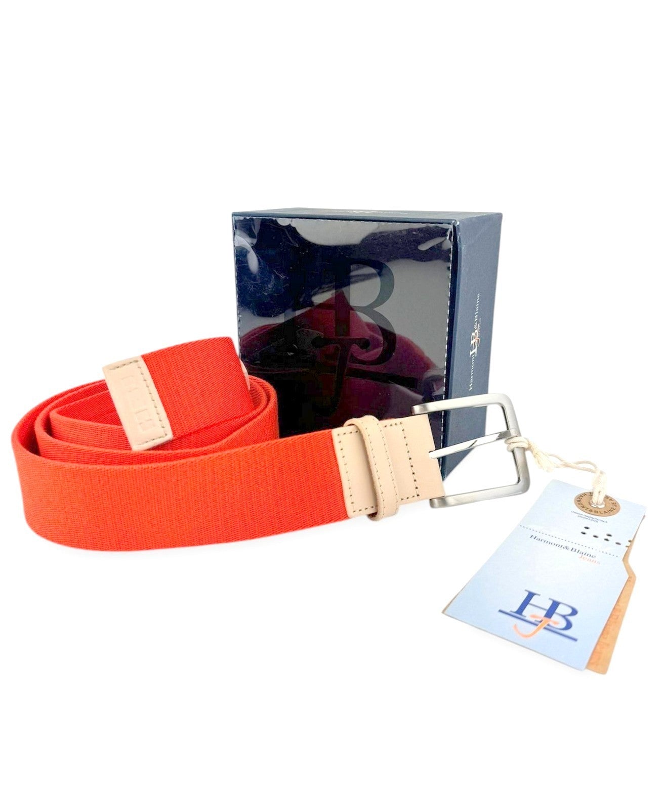 HARMONT & BLAINE Men Belt 110 cm Orange Metal Buckle Casual Polyester Logo