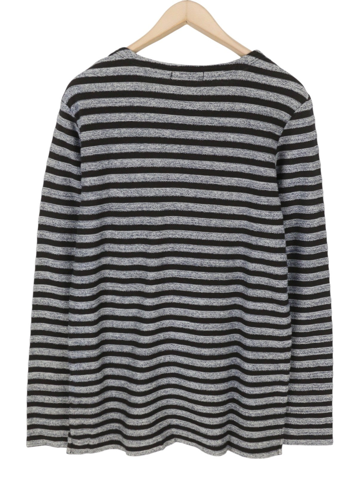 SCOTCH & SODA Men Sweatshirt M Black Striped Crew Neck Long Sleeve Pull On