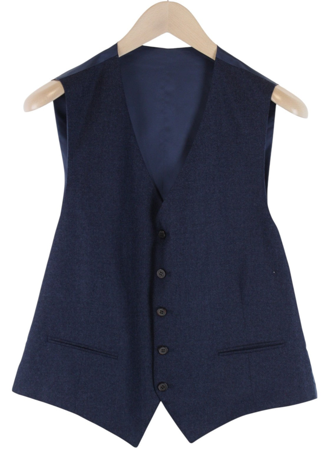 SUITSUPPLY Ferrara Men Waistcoat UK42S Blue Pure Wool Single-Breasted V-neck