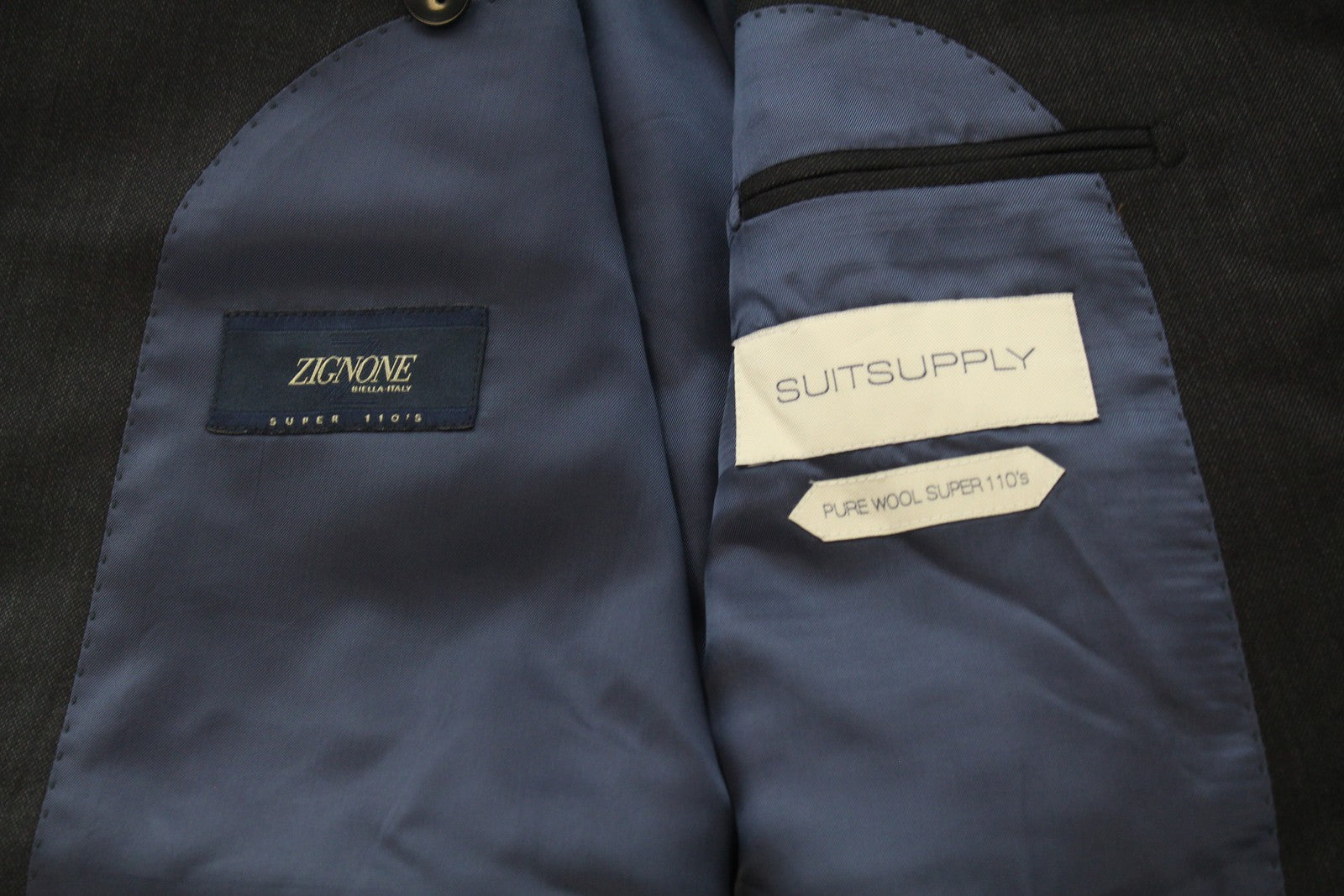 SUITSUPPLY Napoli Men Blazer UK44L Pure Wool Super 110's Grey Zignone Classic