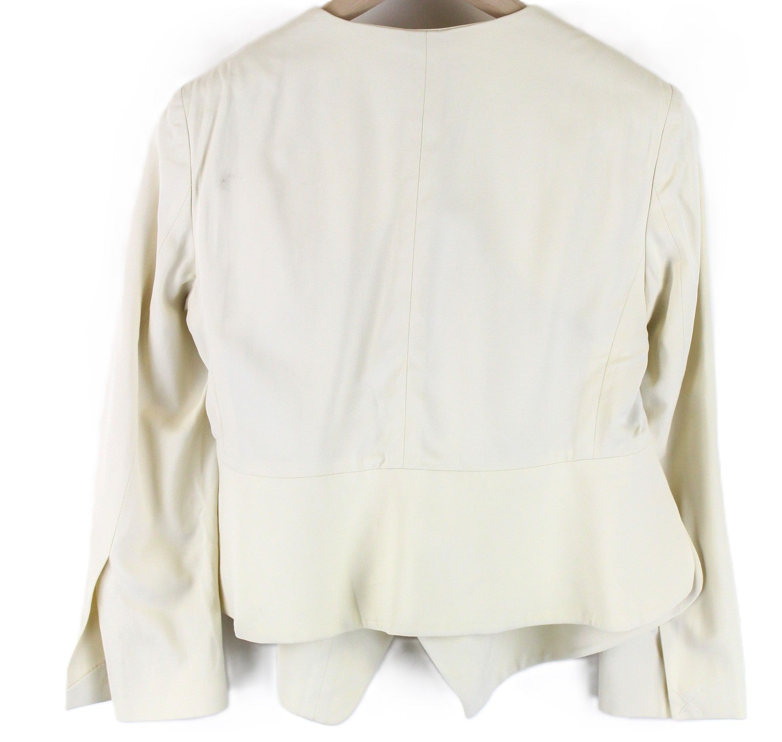 SUISTUDIO Mosie Women Blazer UK10 Off-White Draped Lapels Cropped Long Sleeve