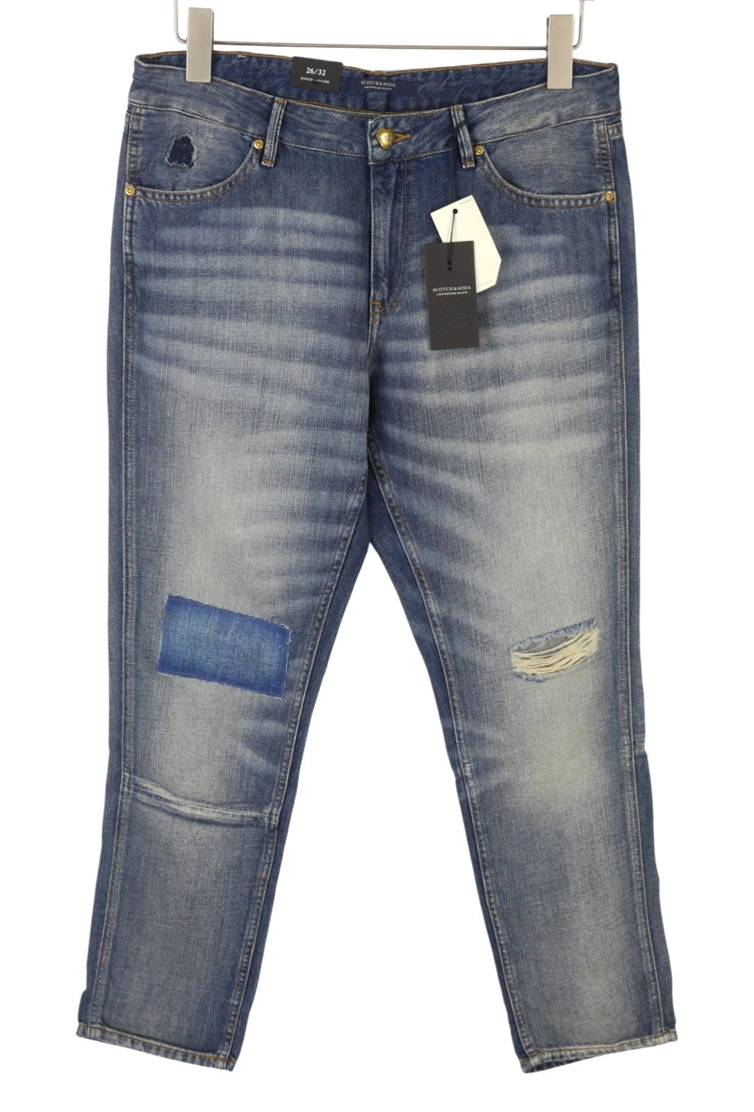 SCOTCH & SODA Bandit Women Jeans W26/L32 Blue Faded Cropped Slim Tapered Fit