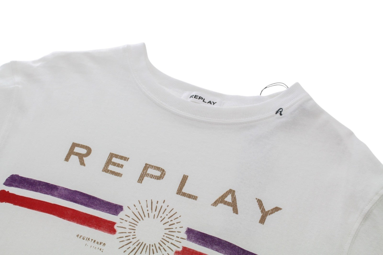 REPLAY Women T-Shirt XS White Pure Cotton Short Sleeved Logo Print Pull On