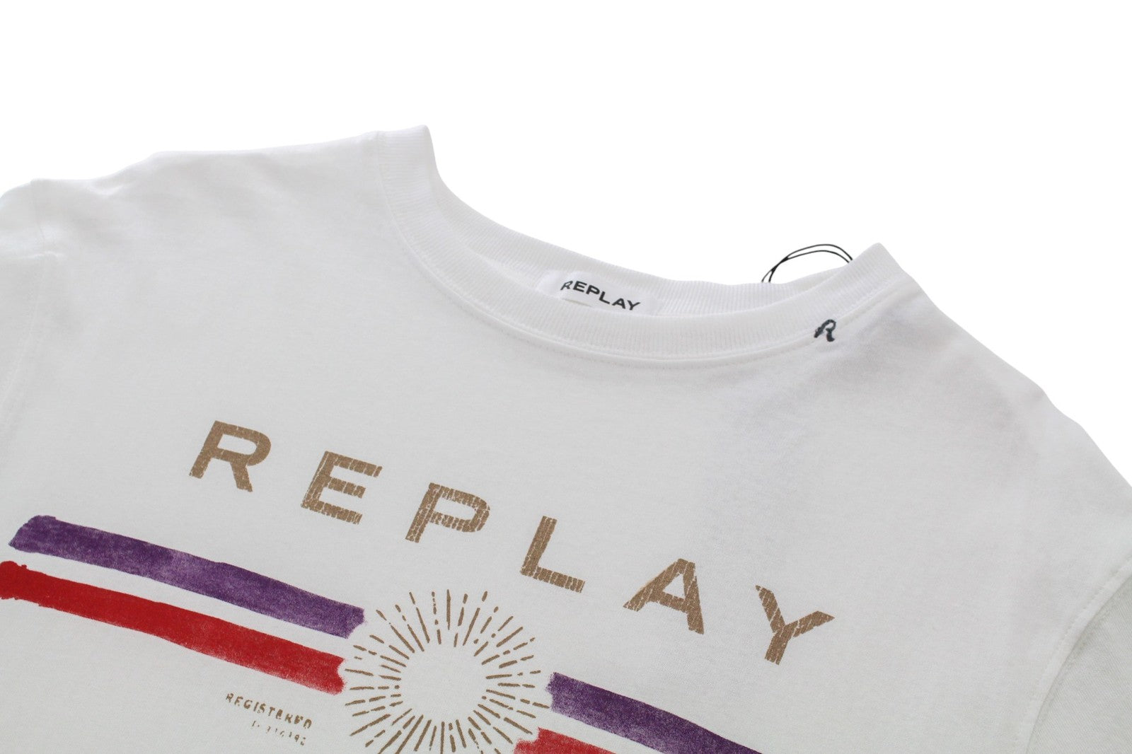 REPLAY Women T-Shirt XS White Casual Cotton Short Sleeved Logo Print Pull On