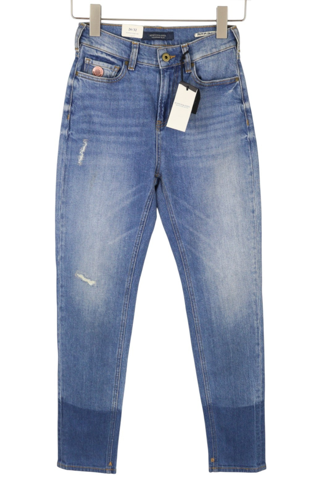 SCOTCH & SODA High Five Women Jeans W24/L32 Blue High Rise Boyfriend Cropped