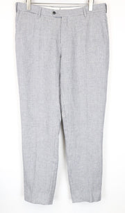 SUITSUPPLY Brescia Men Trousers UK42S Grey Pure Linen Patterned Pleated Front
