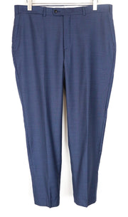 SUITSUPPLY Sienna Men Trousers UK42S Blue Pure Wool Pleated Front Slit Pocket