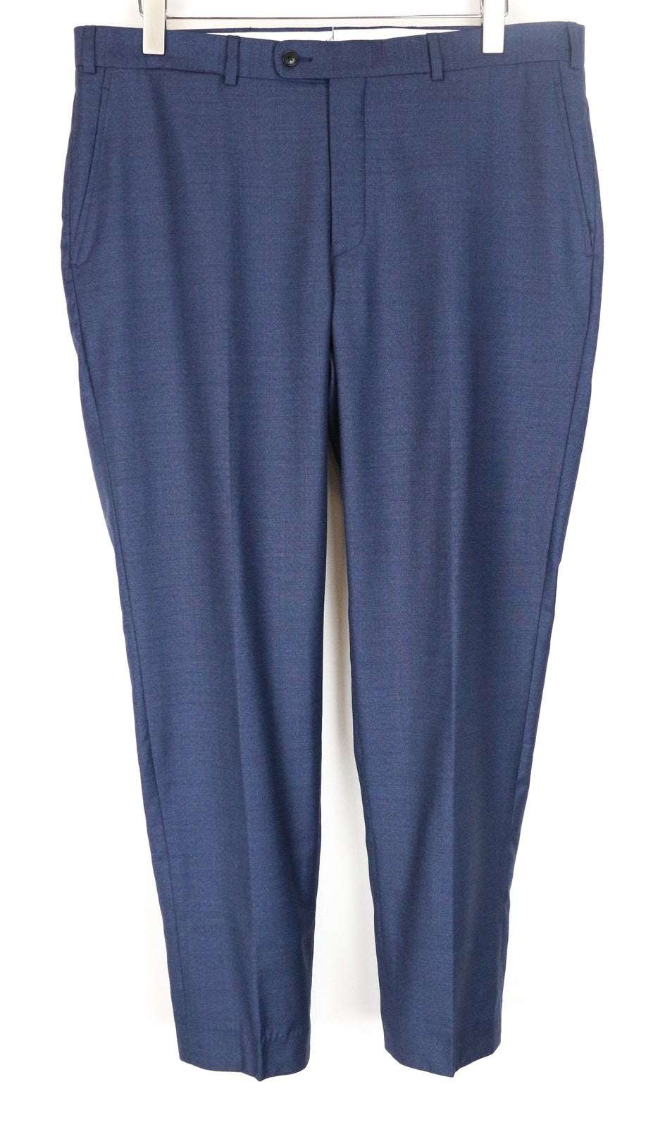 SUITSUPPLY Sienna Men Trousers UK42S Blue Pure Wool Pleated Front Slit Pocket