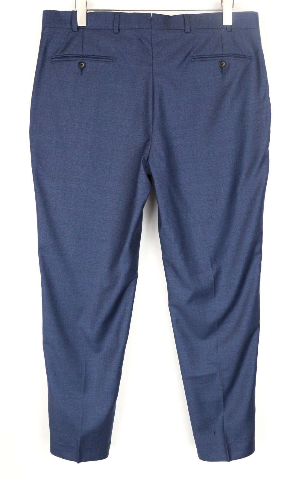 SUITSUPPLY Sienna Men Trousers UK42S Blue Pure Wool Pleated Front Slit Pocket