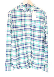 SCOTCH & SODA Ams Couture Men Shirt ~M Blue Green Checked Long Sleeve Pocketed