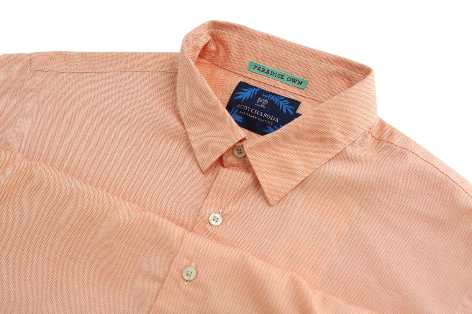 SCOTCH & SODA Ams Couture Men Shirt M Orange Pure Cotton Long Sleeve Button-Up
