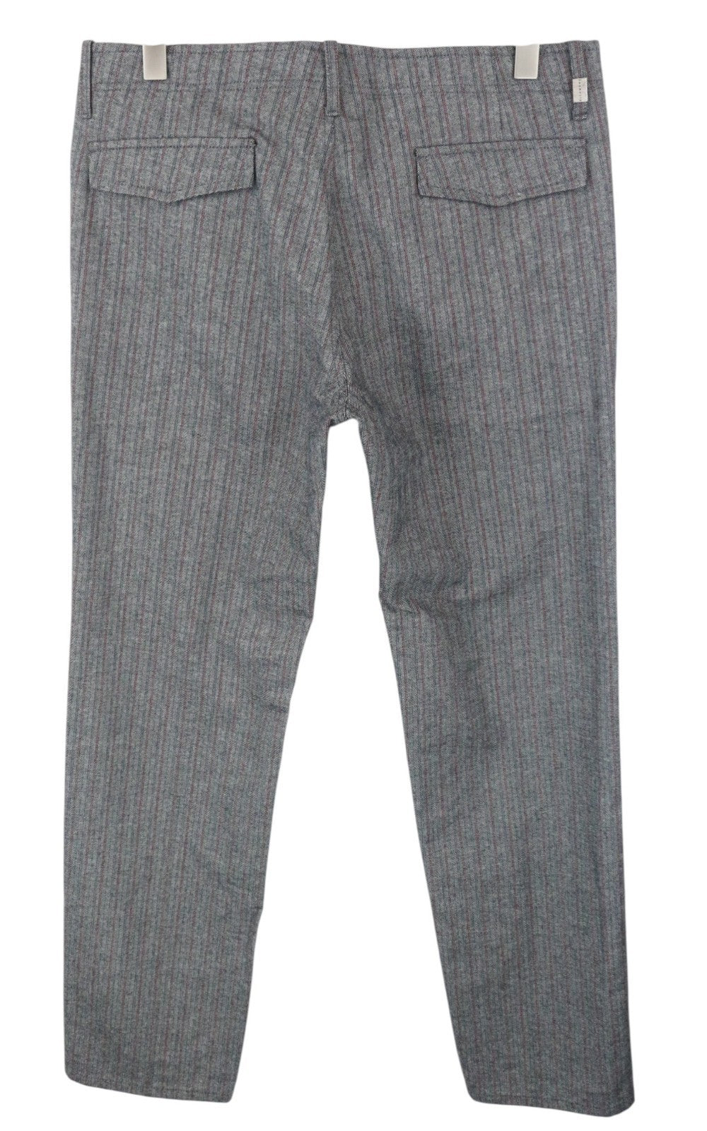 RICHMOND  Men Trousers 48 Grey Pure Cotton Patter Zip Pocket Pleated Button-Fly