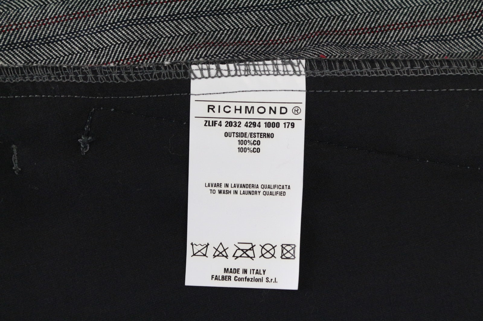 RICHMOND  Men Trousers 48 Grey Pure Cotton Patter Zip Pocket Pleated Button-Fly
