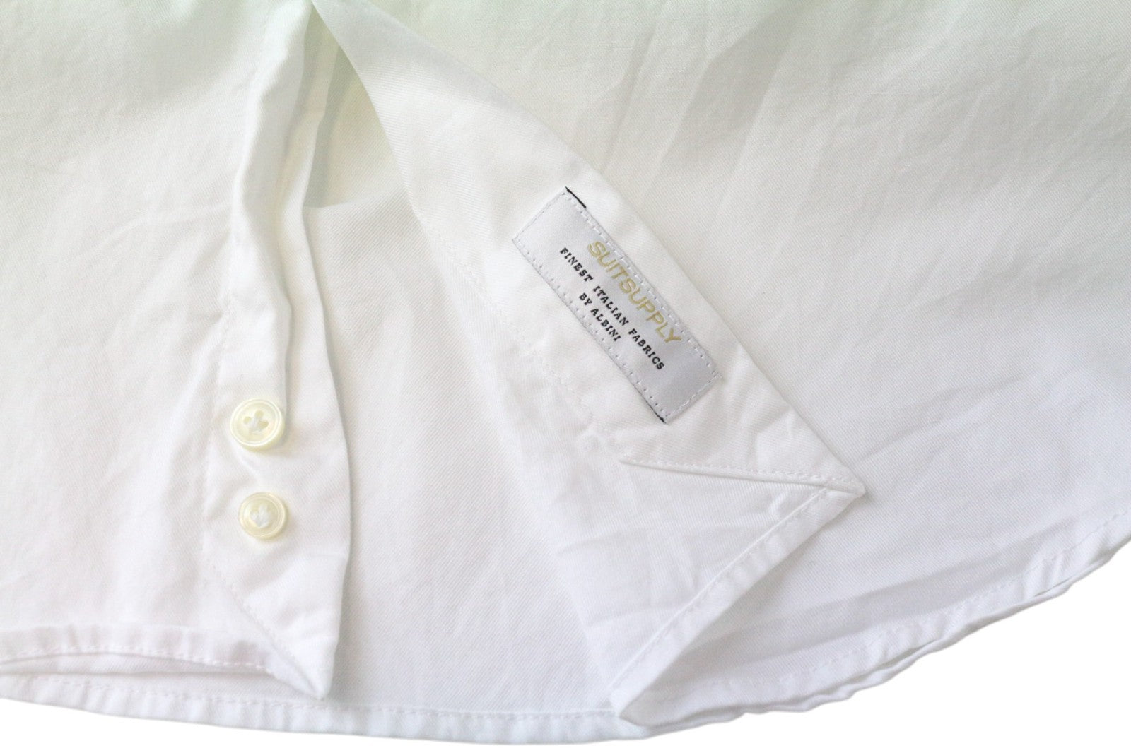 SUITSUPPLY Men's Formal Shirt 40/15 3/4 Slim White Cotton Cutaway Twill