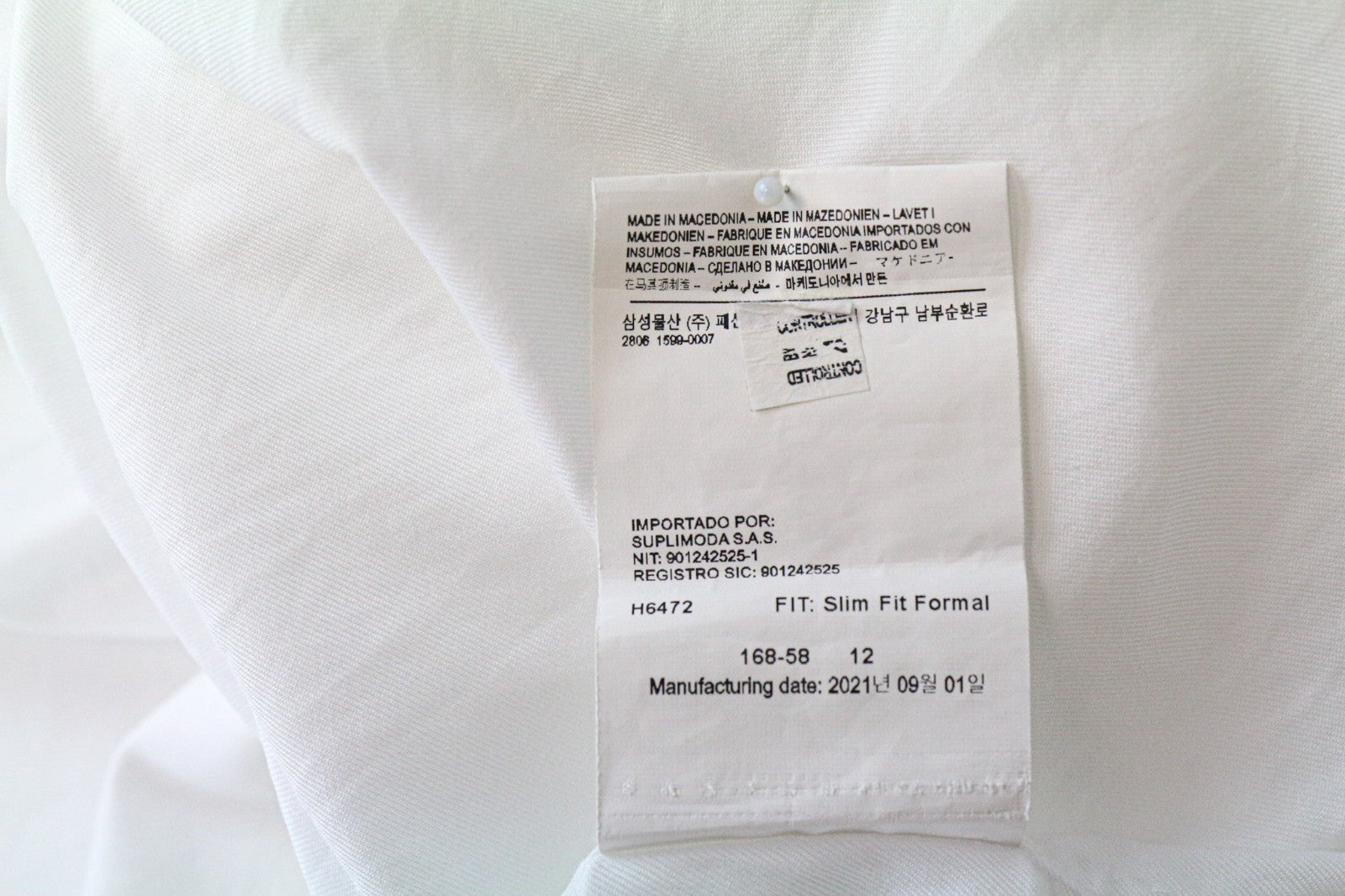 SUITSUPPLY Men's Formal Shirt 40/15 3/4 Slim White Cotton Cutaway Twill