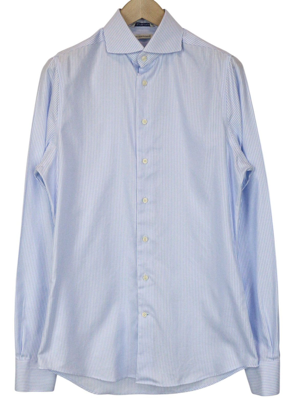 SUITSUPPLY Men's Formal Shirt 39L/15 1/2L Extra Slim Blue Cotton Striped