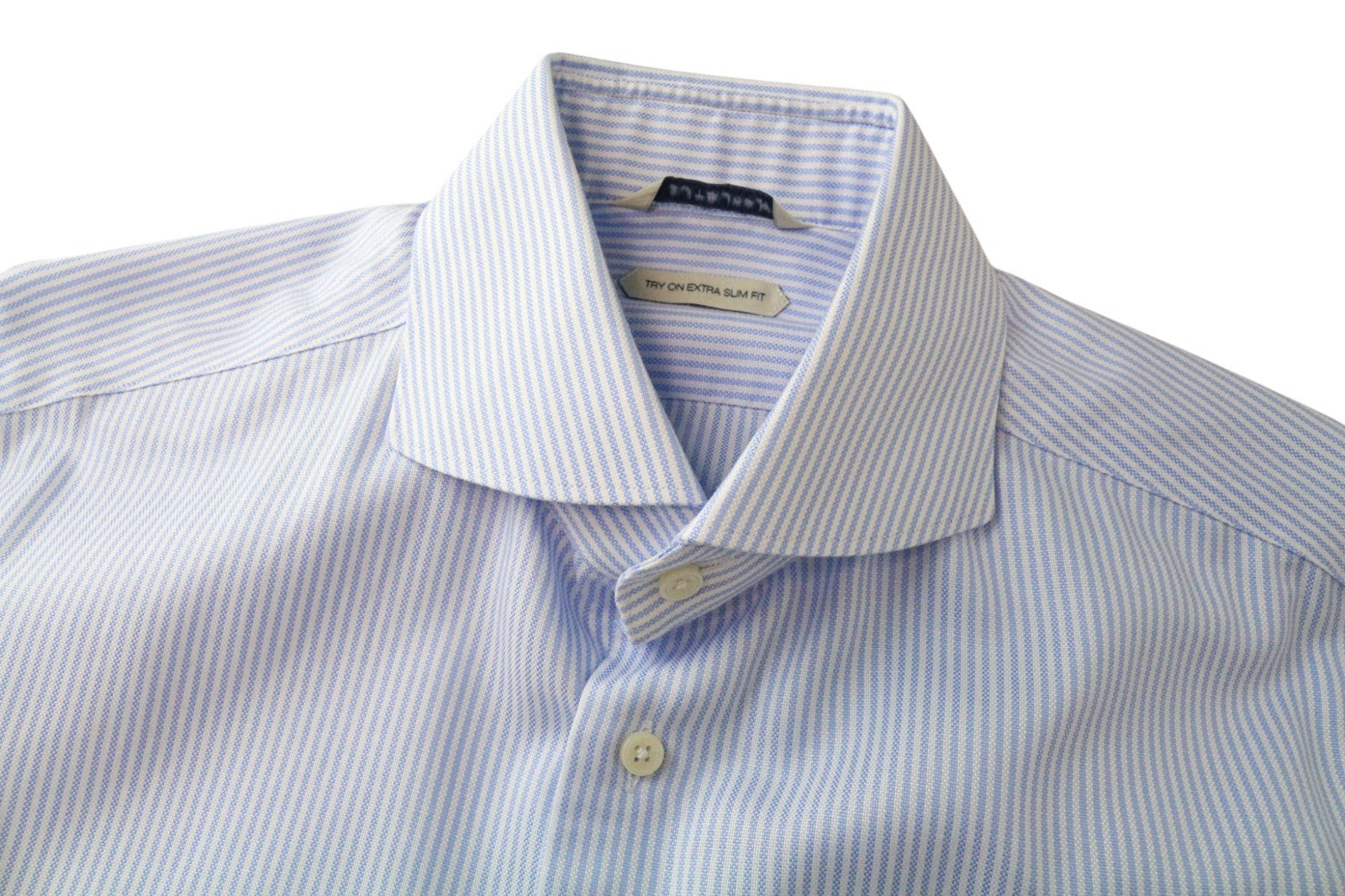 SUITSUPPLY Men's Formal Shirt 39L/15 1/2L Extra Slim Blue Cotton Striped