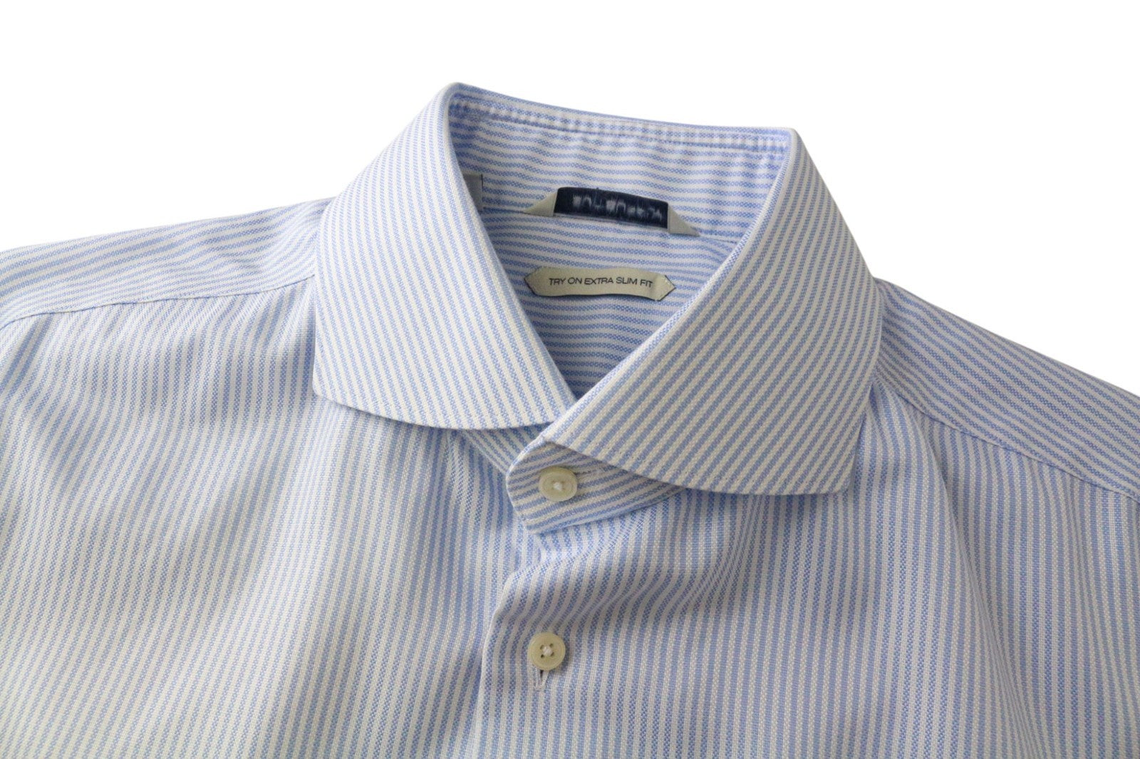 SUITSUPPLY Men's Formal Shirt 41L/16L Extra Slim Blue Cotton Striped Twill