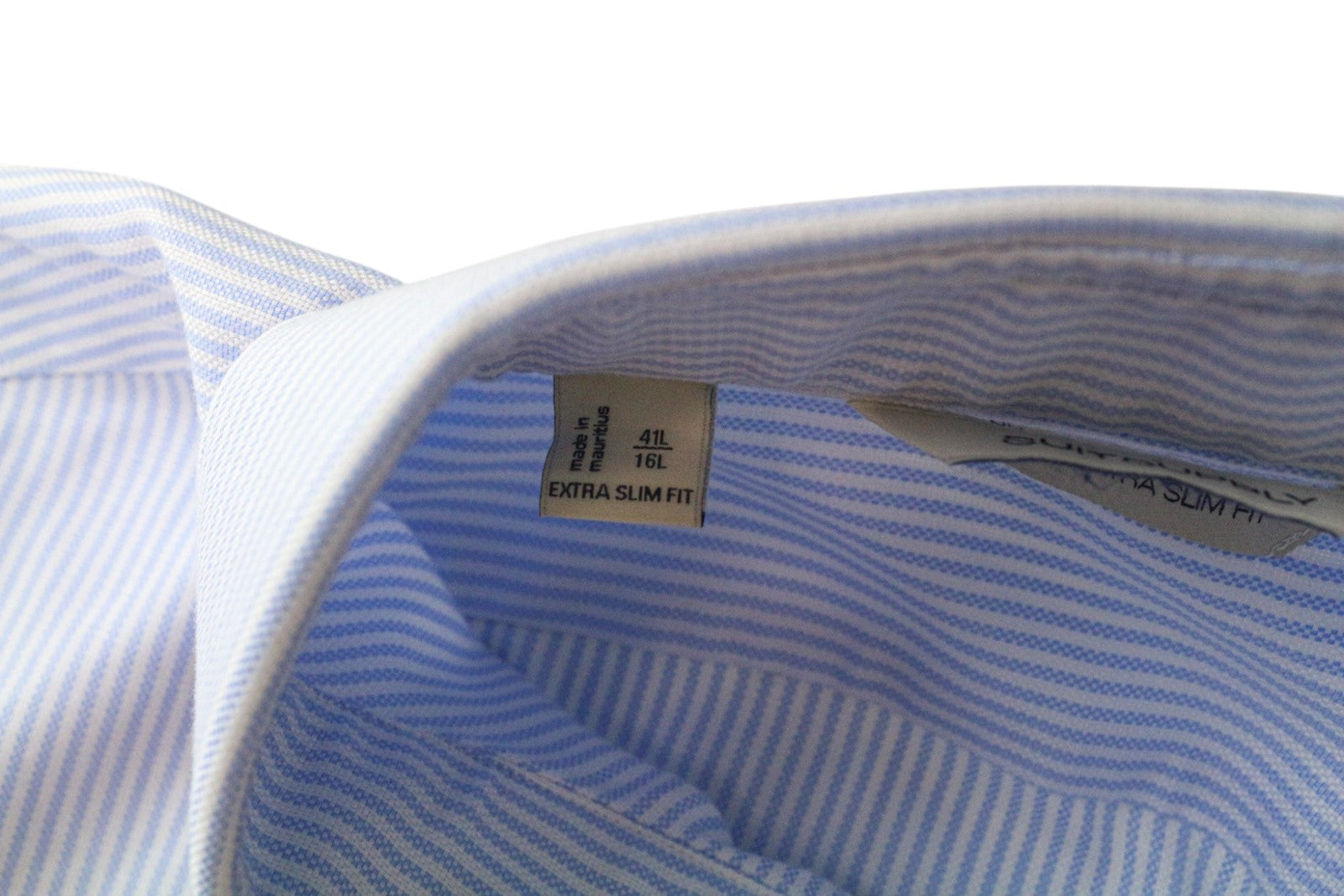 SUITSUPPLY Men's Formal Shirt 41L/16L Extra Slim Blue Cotton Striped Twill