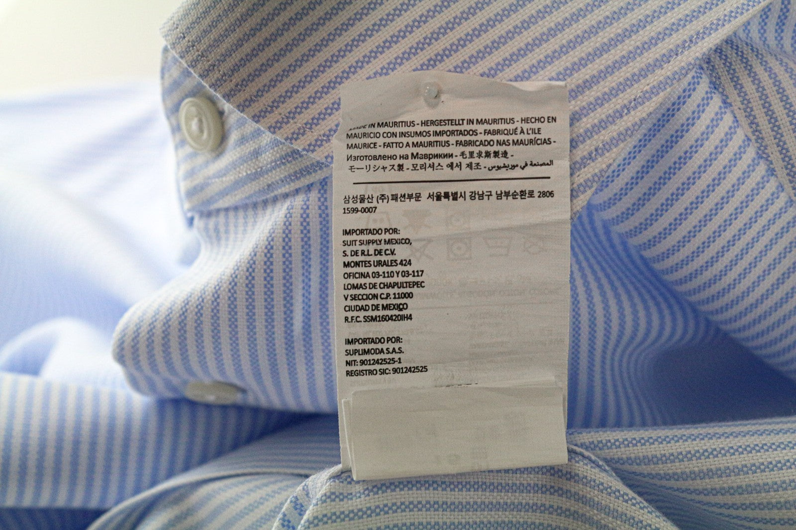 SUITSUPPLY Men's Formal Shirt 41L/16L Extra Slim Blue Cotton Striped Twill