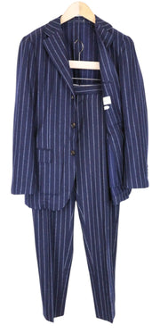 SUITSUPPLY Havana Men Suit UK36R Blue Slim Pure Wool Unlined Striped 2 Piece