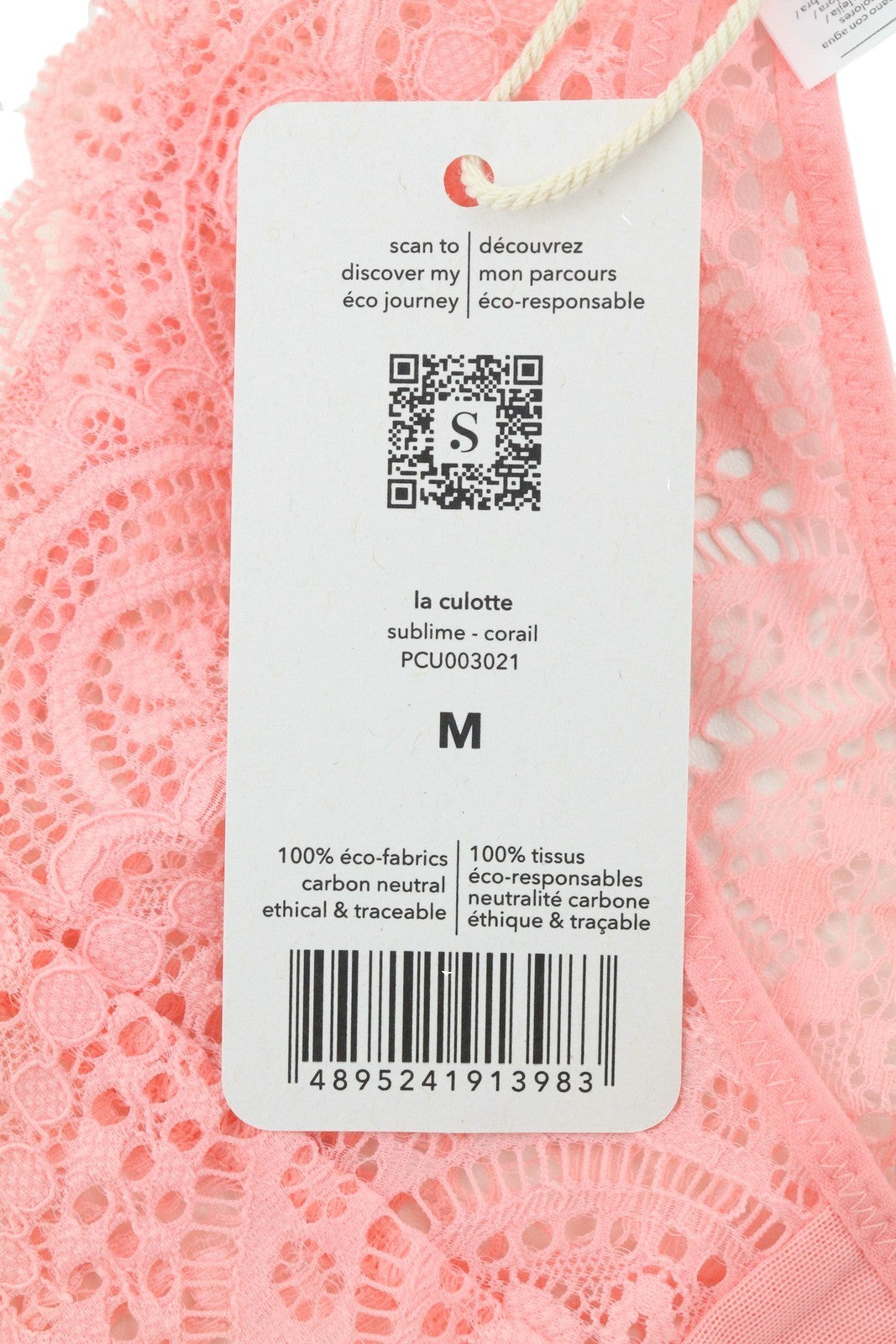 SCANDALE La Culotte Sublime-Corail Women Panties M Pink Laces Insert