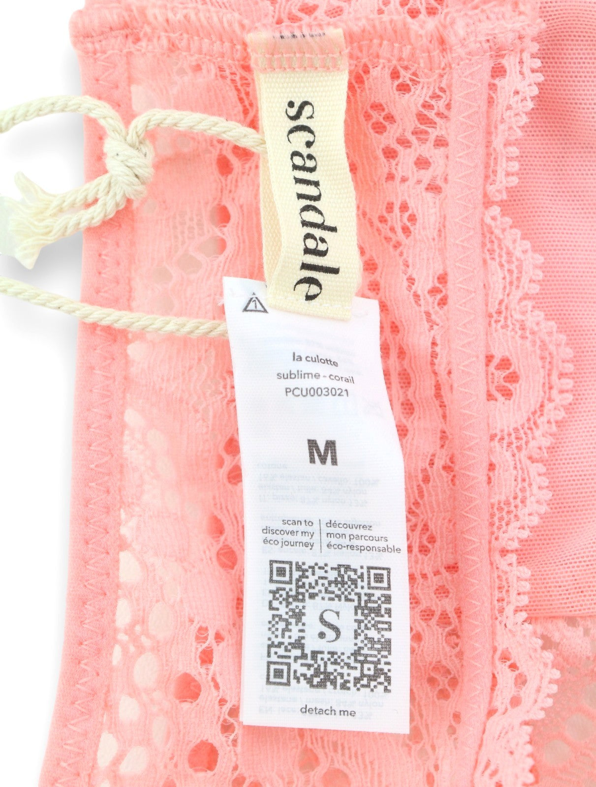 SCANDALE La Culotte Sublime-Corail Women Panties M Pink Laces Insert