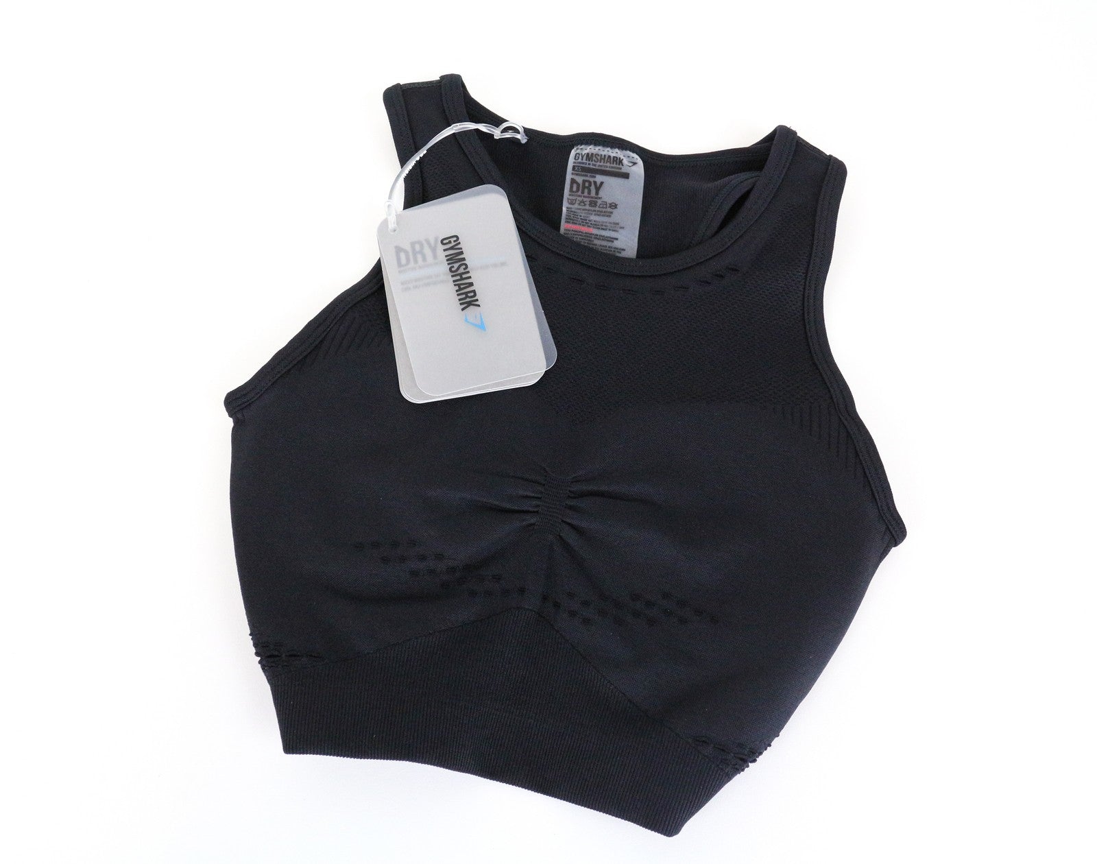 GYMSHARK Flawless Knit Women Sport Bra XS Black Stretch Sleeveless Activewear