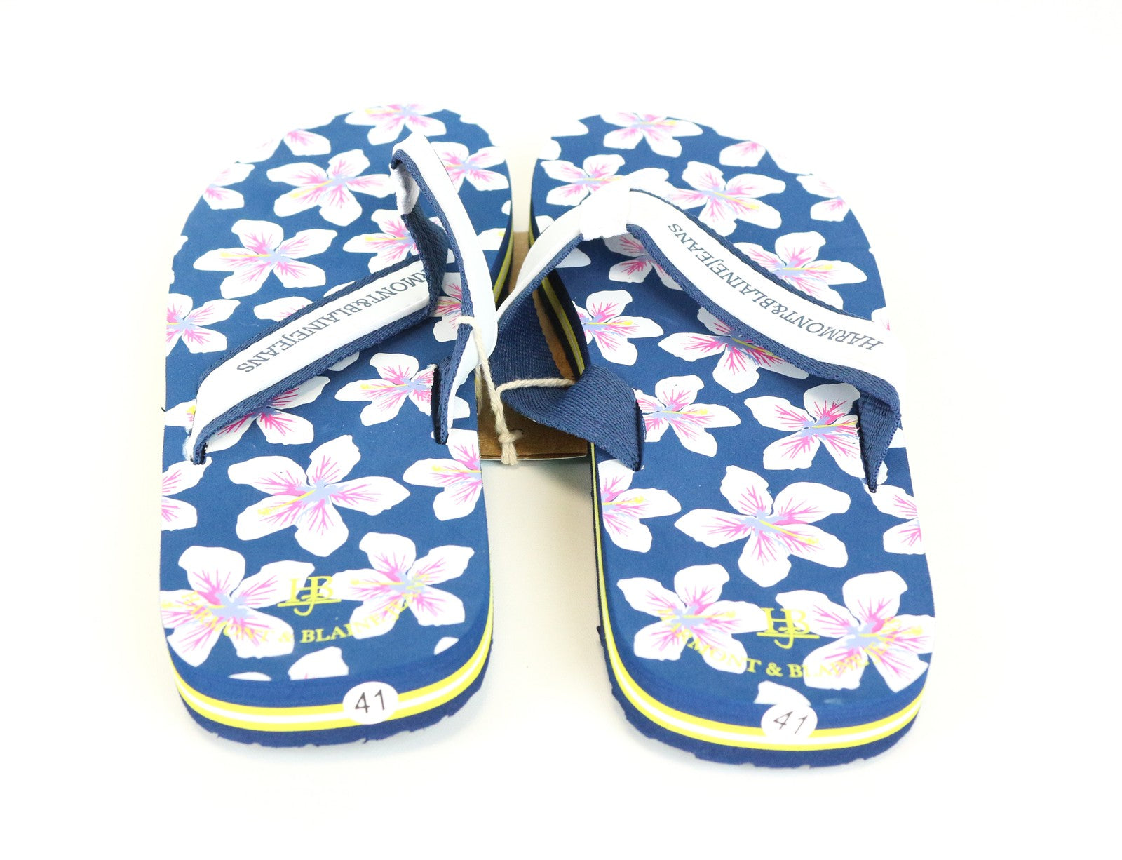 HARMONT & BLAINE Men Slippers EU41 Blue Floral Pattern Unisex Flip Flop Slip On