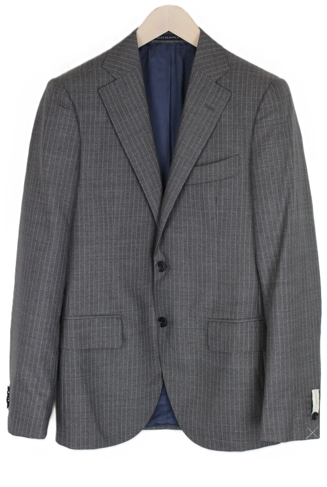 SUITSUPPLY Lazio Men Blazer UK36R Grey Pure Wool Pinstriped Single-Breasted