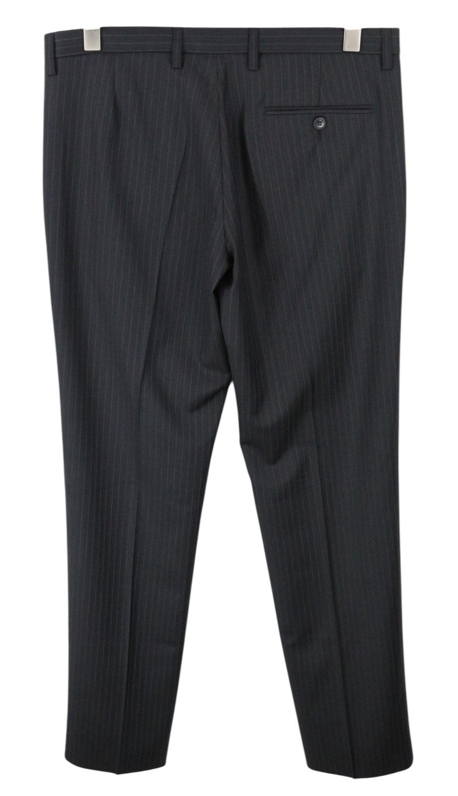 RICHMOND  Men Trousers 48 Dark Grey Wool Blend Pleated Striped Pattern Formal