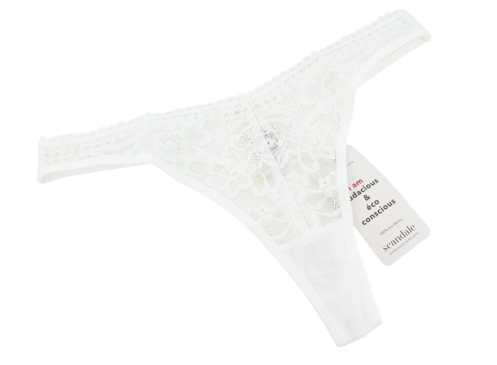 SCANDALE Le String Sensual-Undyed Women Panties XL White Delicate Lace Insert