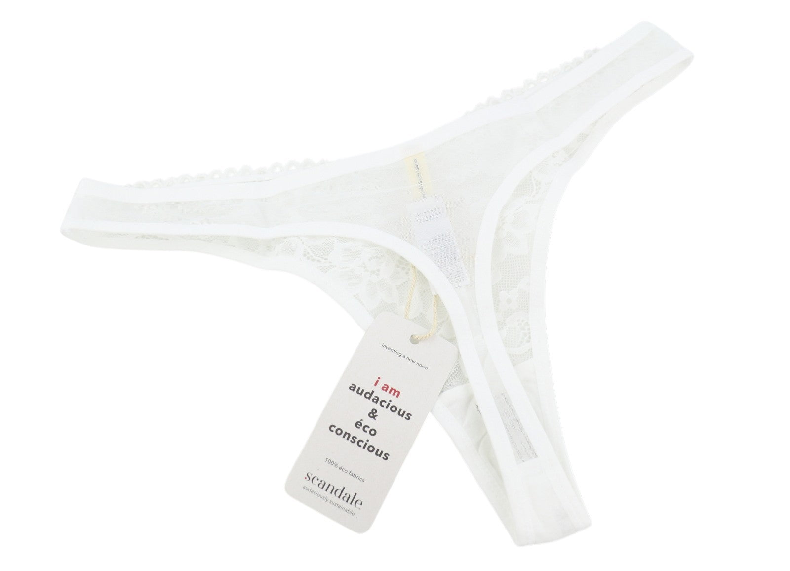 SCANDALE Le String Sensual-Undyed Women Panties XL White Delicate Lace Insert