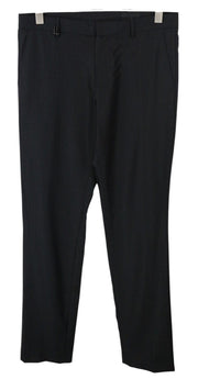RICHMOND  Men Trousers 48 Black Wool Silk Striped Pattern Pleated Classic