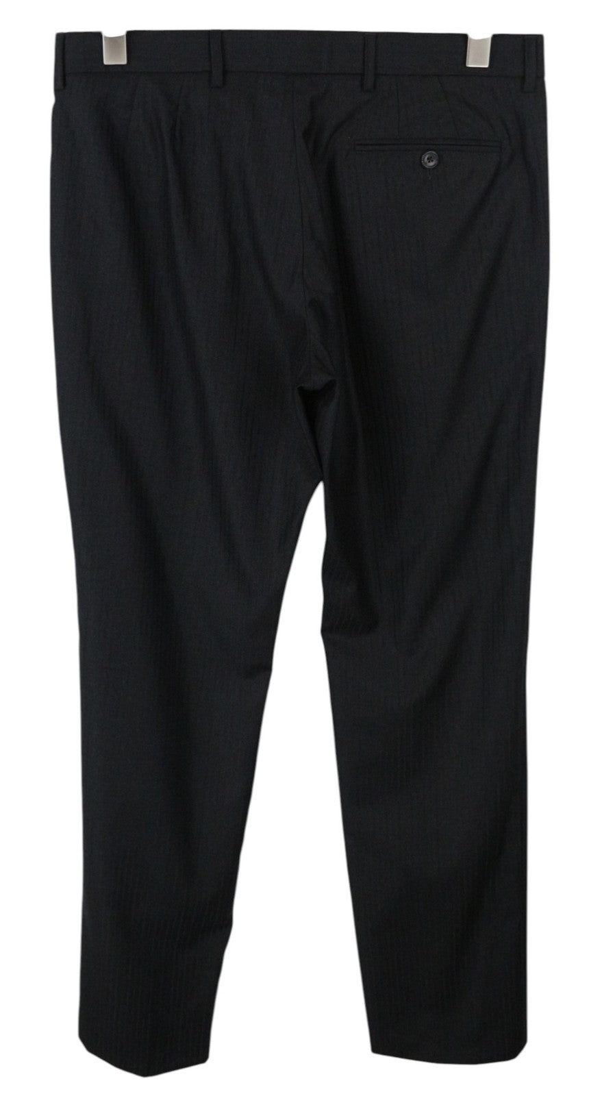 RICHMOND  Men Trousers 48 Black Wool Silk Striped Pattern Pleated Classic