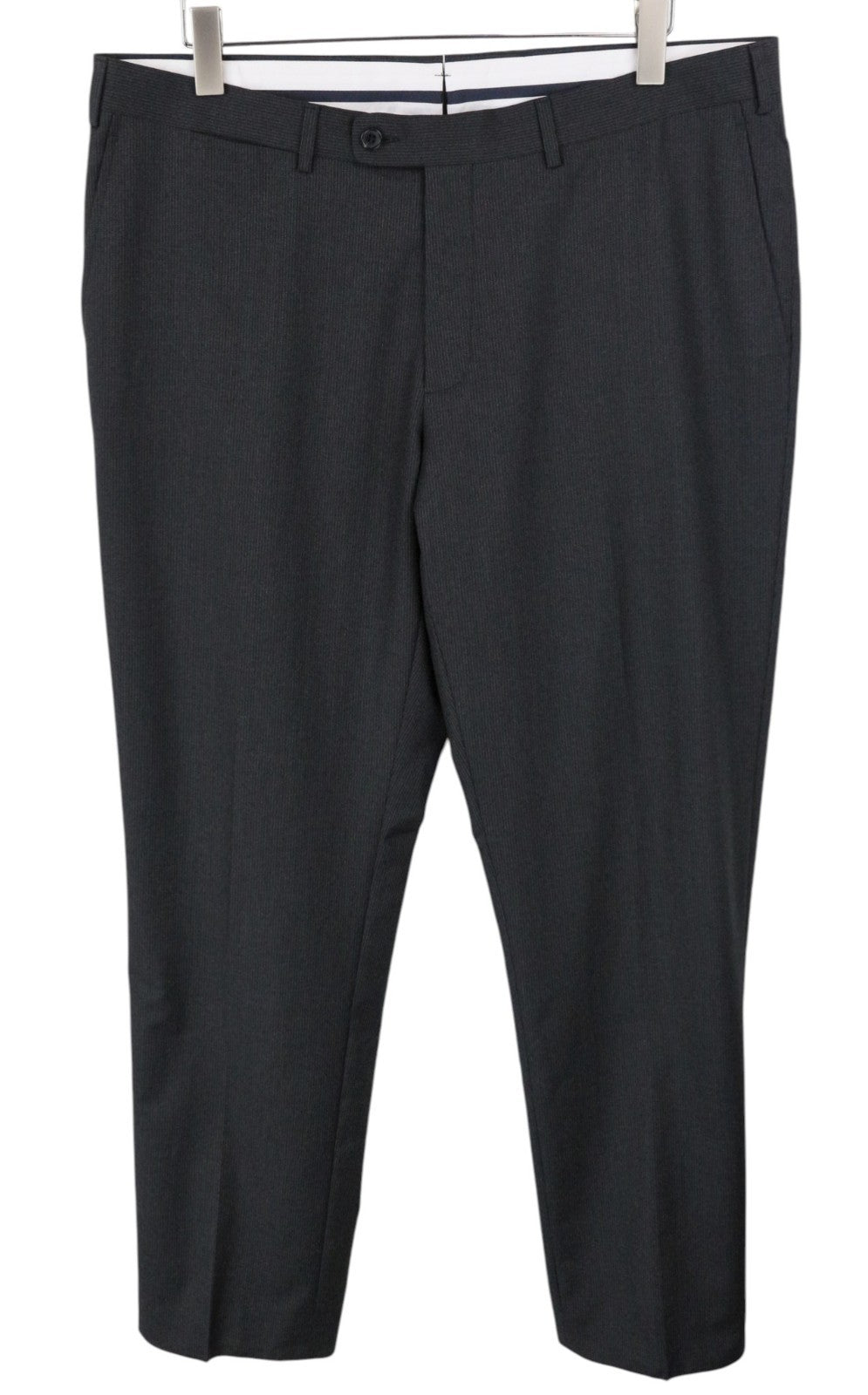 SUITSUPPLY Men Trousers UK40S Dark Grey Pure Wool Pinstriped Pleated Formal
