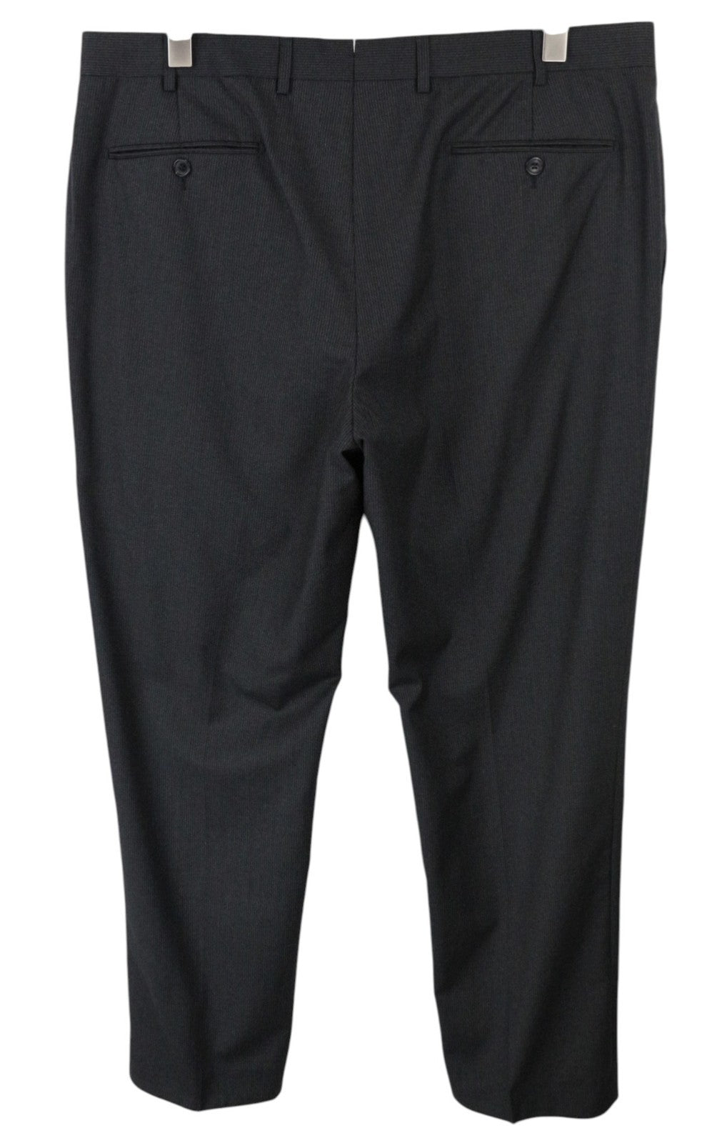 SUITSUPPLY Men Trousers UK40S Dark Grey Pure Wool Pinstriped Pleated Formal