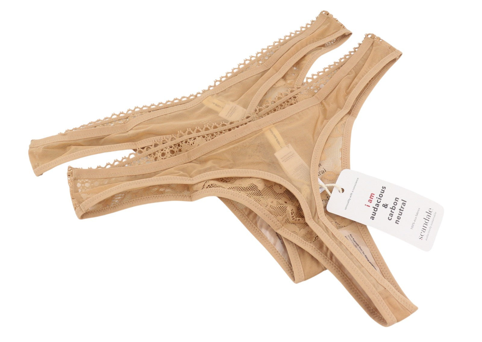 SCANDALE Le String Sensual-Nude T17 Women Panties XL Delicate Lace Insert 2-Pack