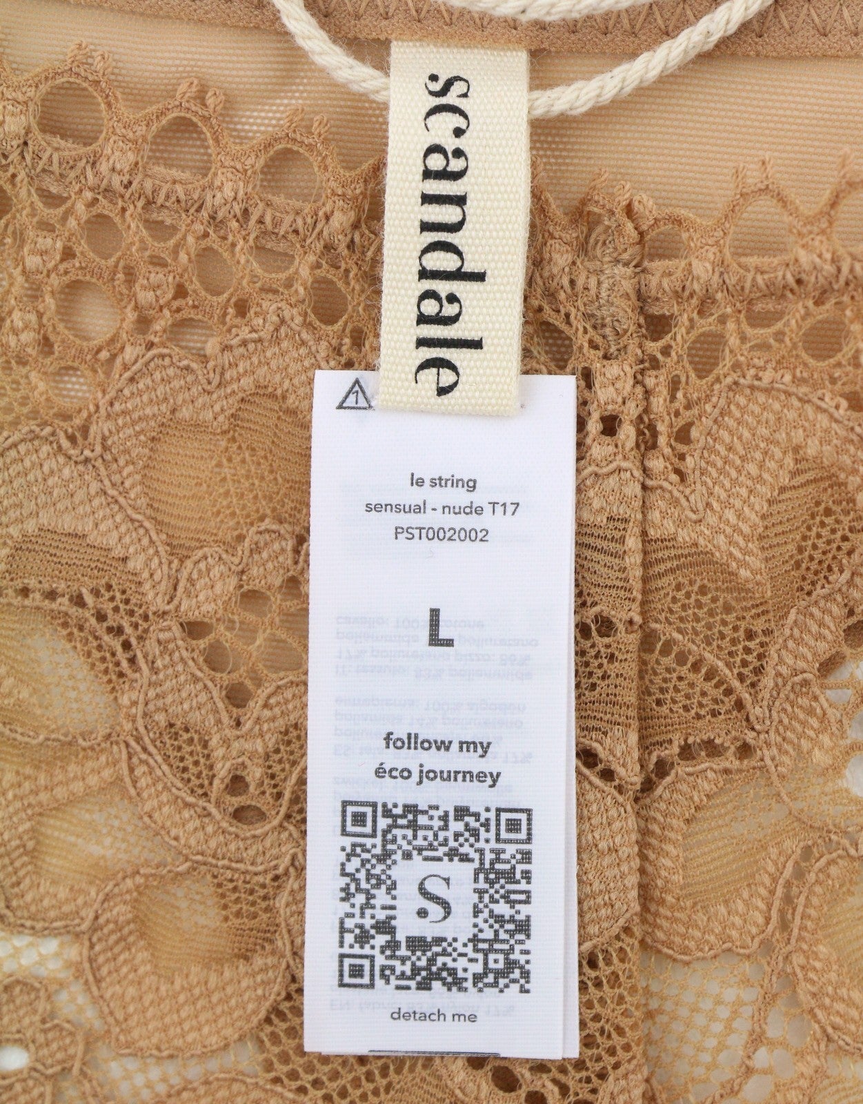 SCANDALE Le String Sensual-Nude T17 Women Panties L Delicate Lace Insert 3-Pack