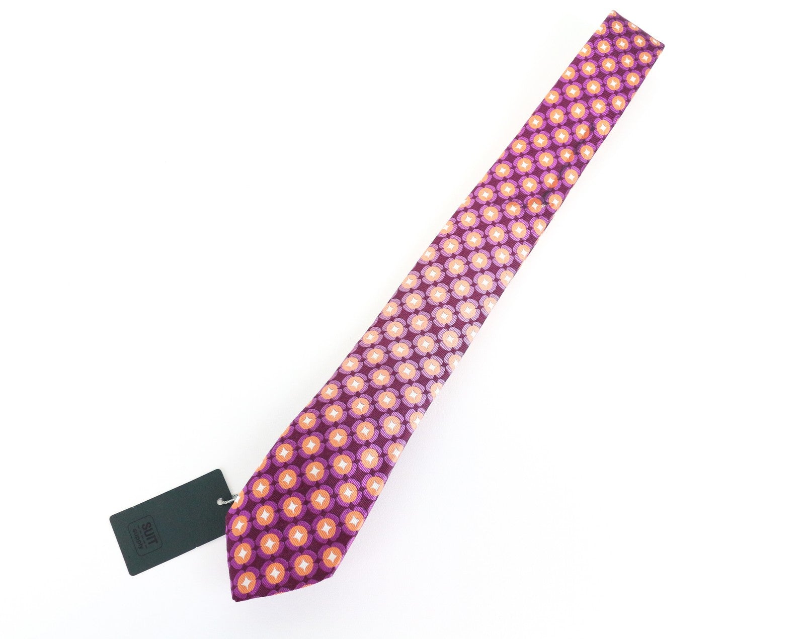 SUITSUPPLY Men Tie ~150 x 6 cm Purple Pure Silk Pointed-End Patterned Classic