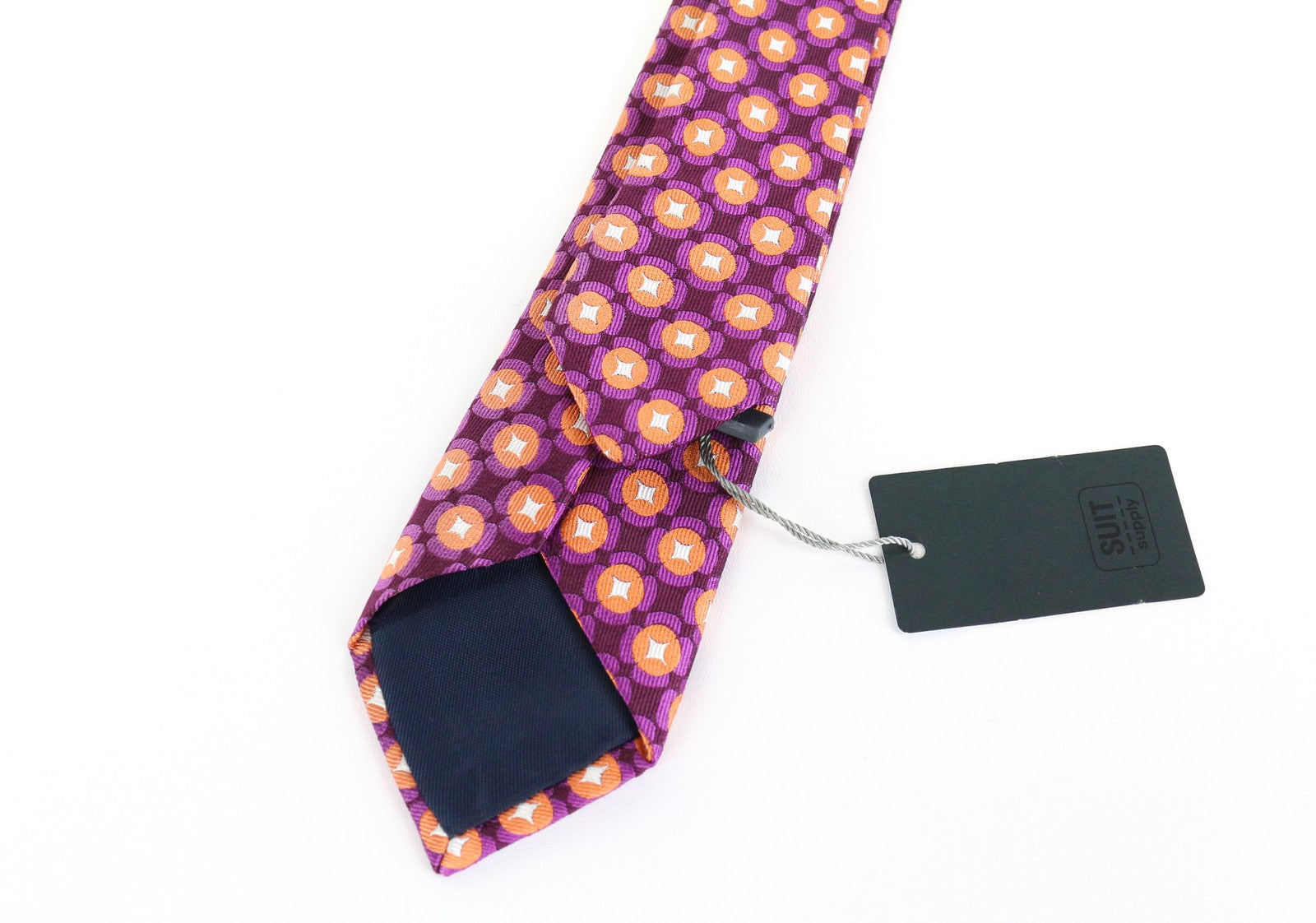 SUITSUPPLY Men Tie ~150 x 6 cm Purple Pure Silk Pointed-End Patterned Classic